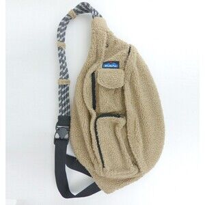 Kavu Rope Sherpa Fleece Sling Bag Backpack Khaki Large 20x11x5 Gorpcore Outdoors